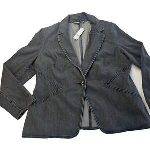 NWT Chico's Comfort Blazer Gray Denim Colson Bay Wash size XL
